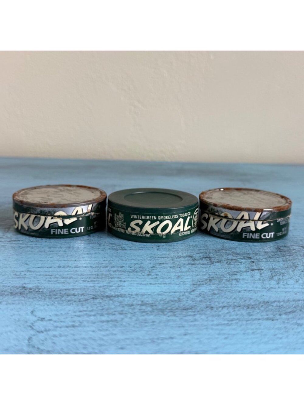 Vintage Skoal Wintergreen Smokeless Tobacco Fine Cut Tins Original Design Set Of